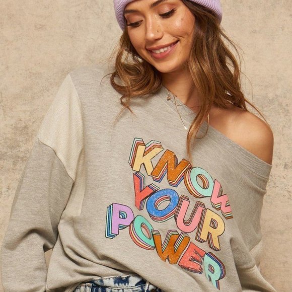 French Terry Knit Sweatshirt - Know Your Power - Picture 2 of 2